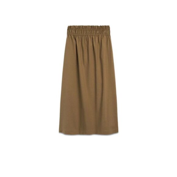 Massimo Dutti Womens Midi Skirt Medium Brown Pull On Elastic Gathered Waist NWOT - Picture 3 of 10